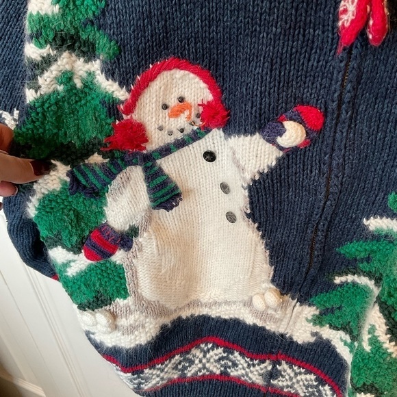 Croft & Barrow hand knitted zip up holiday sweater - Picture 3 of 9